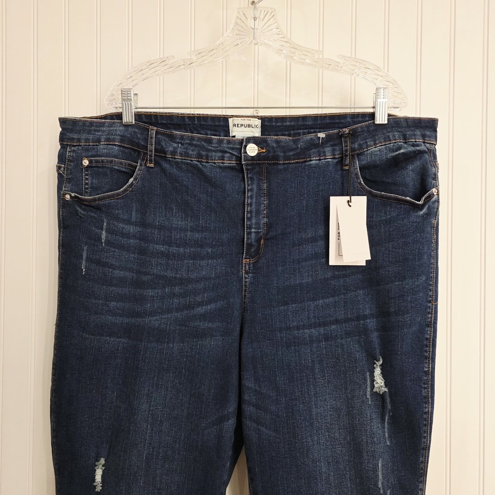For The Republic NWT Women's Stretch Denim Capri Fringed Hem Sz 22W - Picture 2 of 5